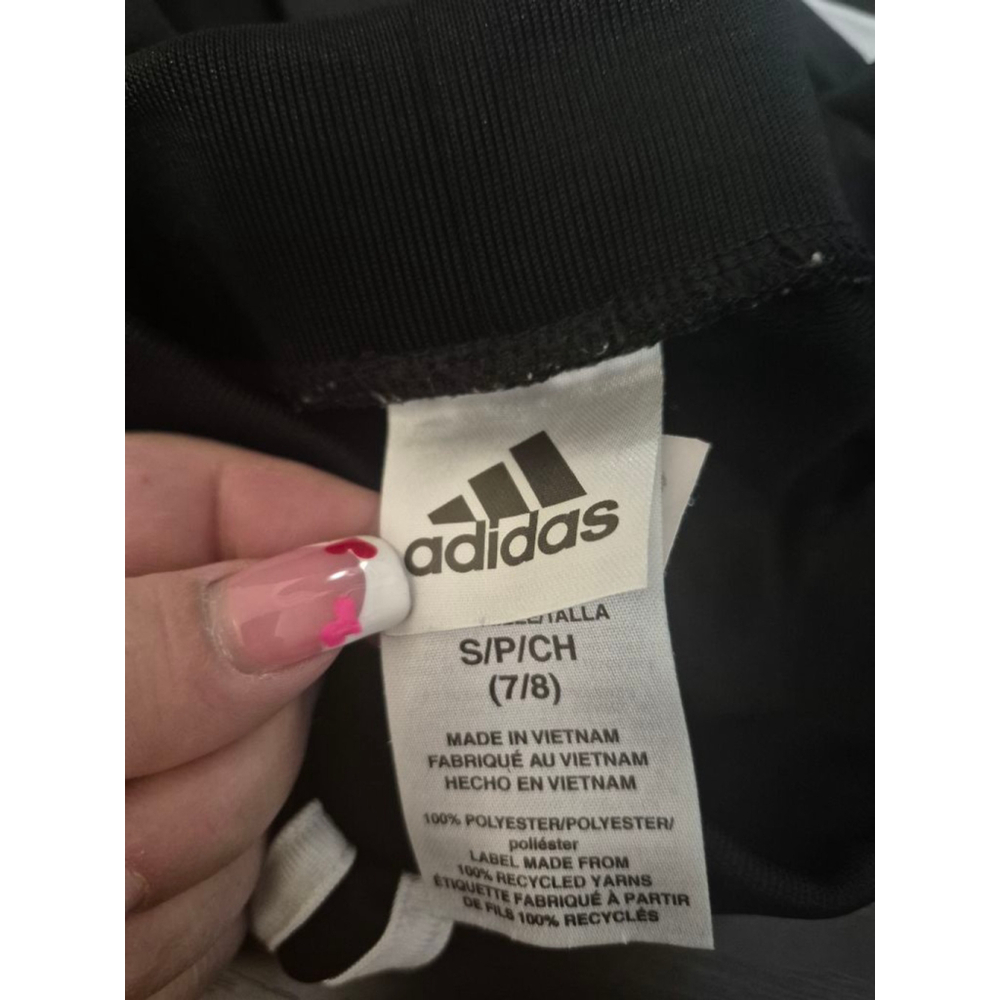 Girls Adidas Black & White Striped Sweatpants S - Picture 5 of 5